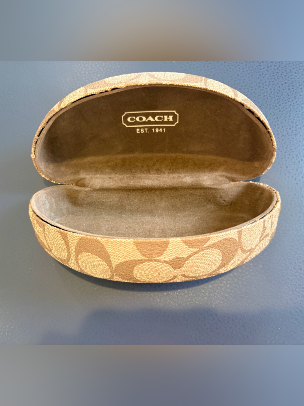 Coach Signature Tan and Brown Hard Sunglasses Case